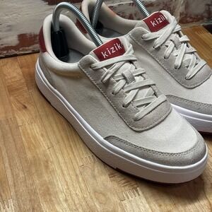 Kizik Women's Beige Suede Canvas Lace Up Casual Sneakers Mens 7.5 Womens 9 Wide
